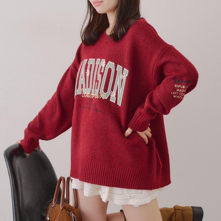 ボルドー | モチーフカレッジもちもちニット | RMAF　NICE CLAUP / OLIVE des OLIVE