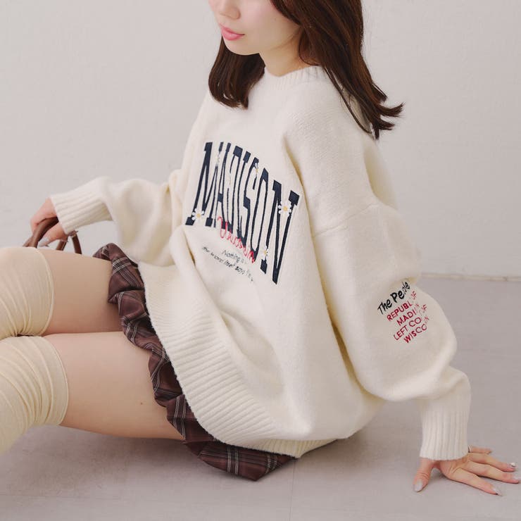 アイボリー | モチーフカレッジもちもちニット | RMAF　NICE CLAUP / OLIVE des OLIVE