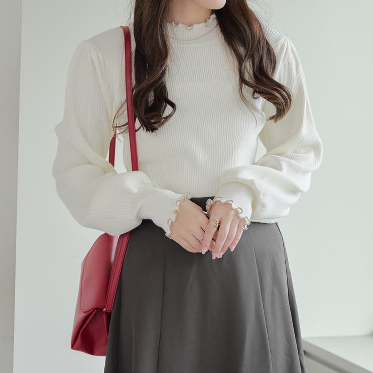 【6色展開】配色メローパワショルリブニット | RMAF　NICE CLAUP / OLIVE des OLIVE | 詳細画像12 