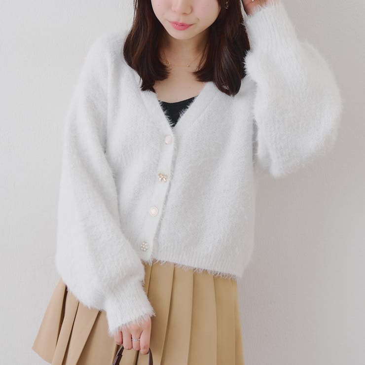 アイボリー | ラメフェザー色々釦カーディガン | RMAF　NICE CLAUP / OLIVE des OLIVE