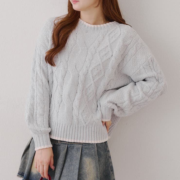 サックス | ベロアモールケーブルプルオーバー | RMAF　NICE CLAUP / OLIVE des OLIVE