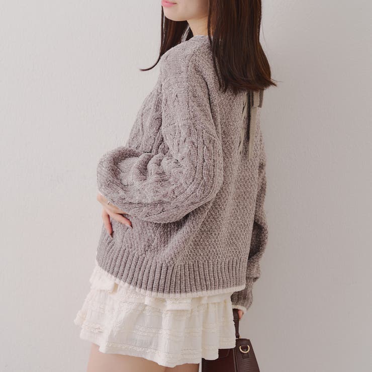 グレー | ベロアモールケーブルプルオーバー | RMAF　NICE CLAUP / OLIVE des OLIVE