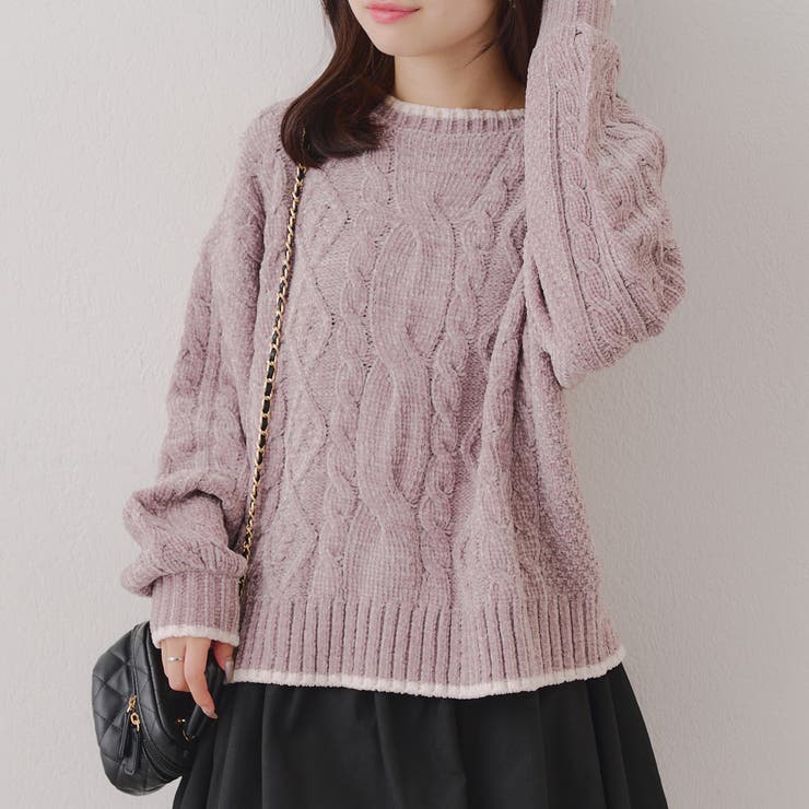 ラベンダー | ベロアモールケーブルプルオーバー | RMAF　NICE CLAUP / OLIVE des OLIVE