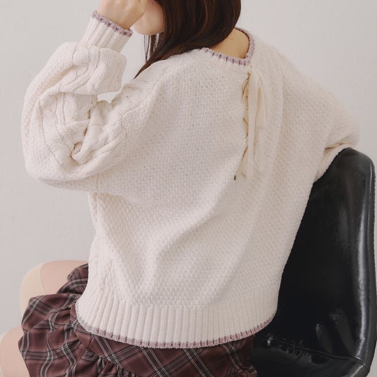 アイボリー | ベロアモールケーブルプルオーバー | RMAF　NICE CLAUP / OLIVE des OLIVE