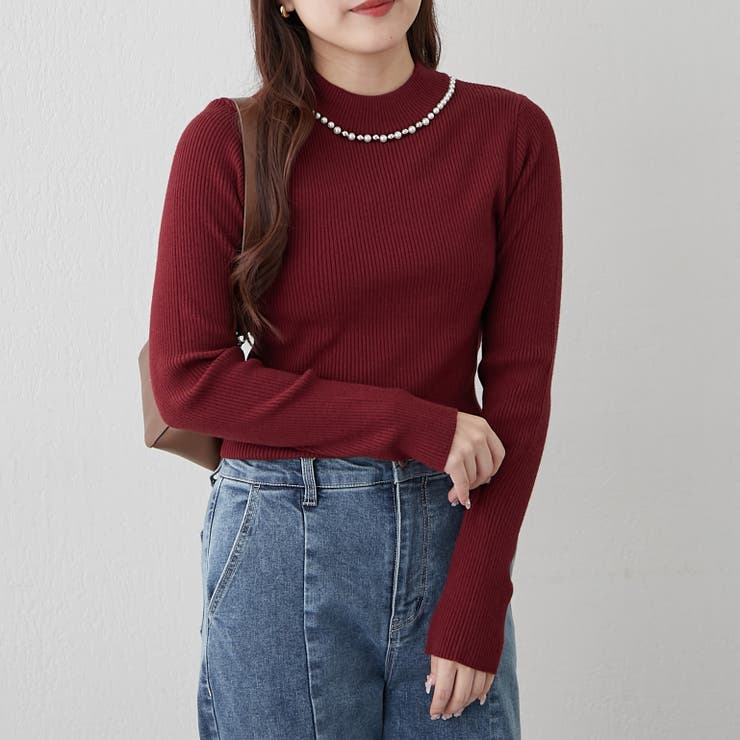 【7色展開】パール付プチハイリブニット | RMAF　NICE CLAUP / OLIVE des OLIVE | 詳細画像12 