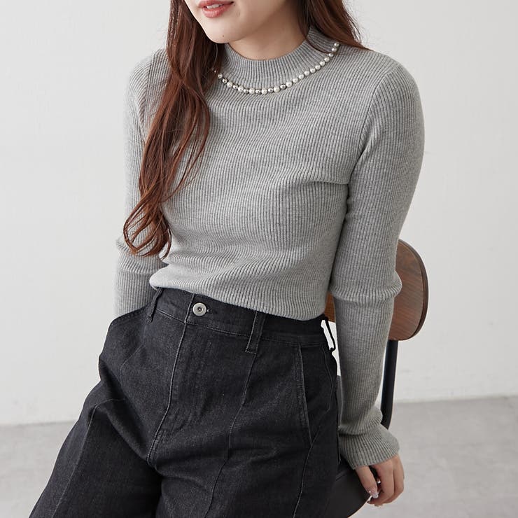 【7色展開】パール付プチハイリブニット | RMAF　NICE CLAUP / OLIVE des OLIVE | 詳細画像34 