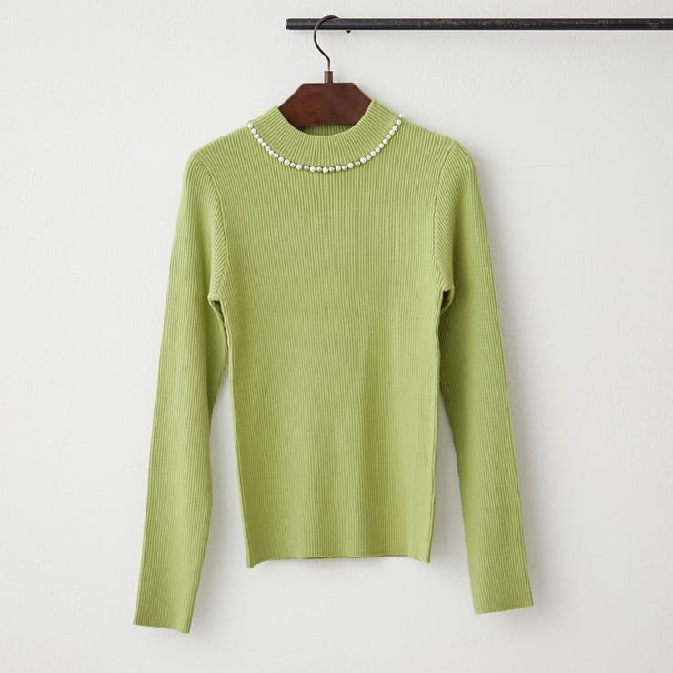 ライム | 【7色展開】パール付プチハイリブニット | RMAF　NICE CLAUP / OLIVE des OLIVE
