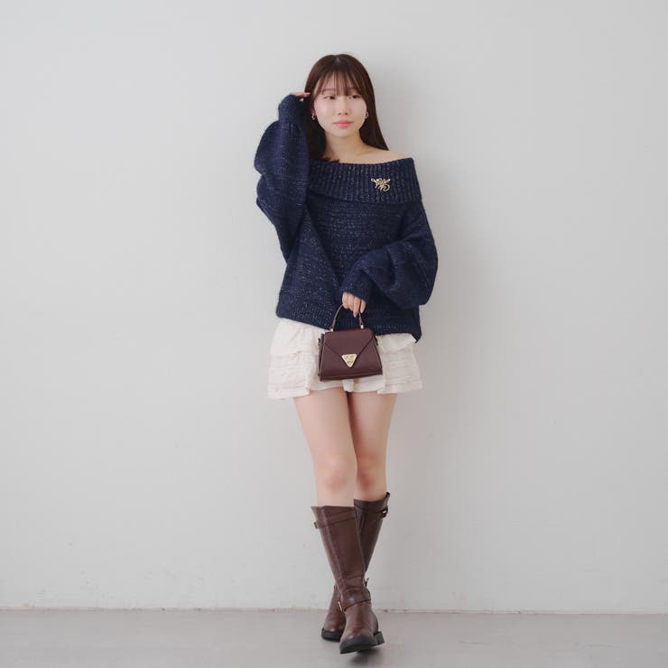 【ブローチ付き】オフショルシャギーニット | RMAF　NICE CLAUP / OLIVE des OLIVE | 詳細画像19 