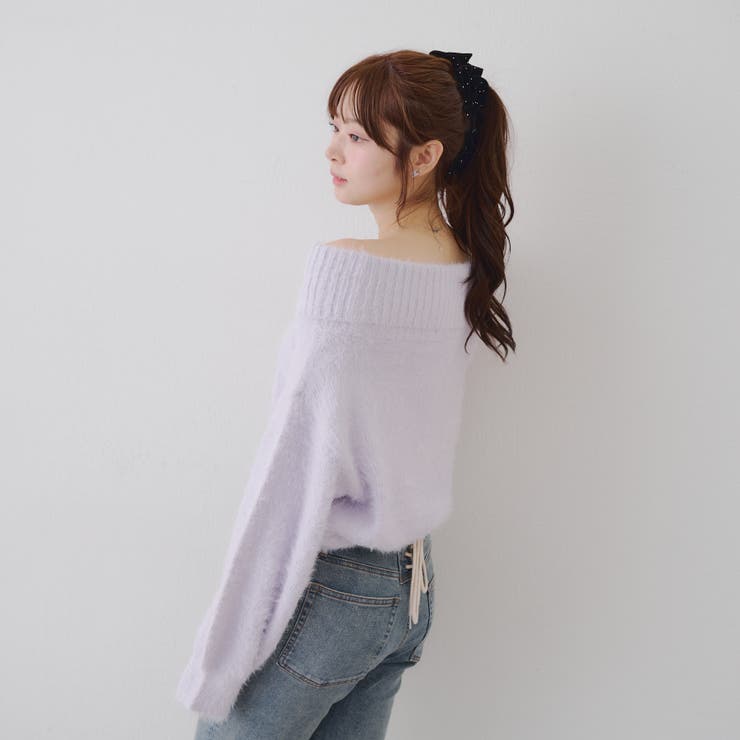 【ブローチ付き】オフショルシャギーニット | RMAF　NICE CLAUP / OLIVE des OLIVE | 詳細画像3 