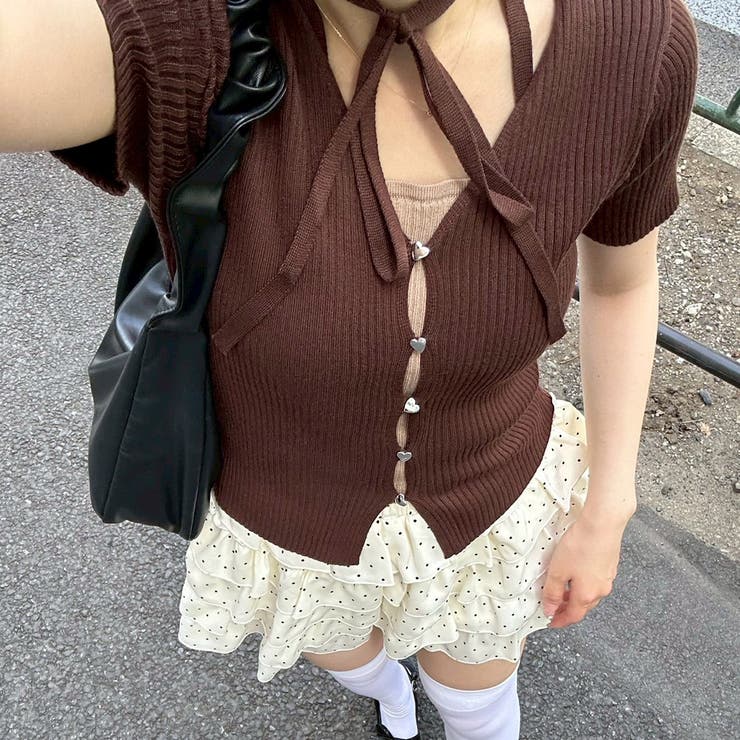 ブラウン | ハート釦ドッキングカーデ | RMAF　NICE CLAUP / OLIVE des OLIVE