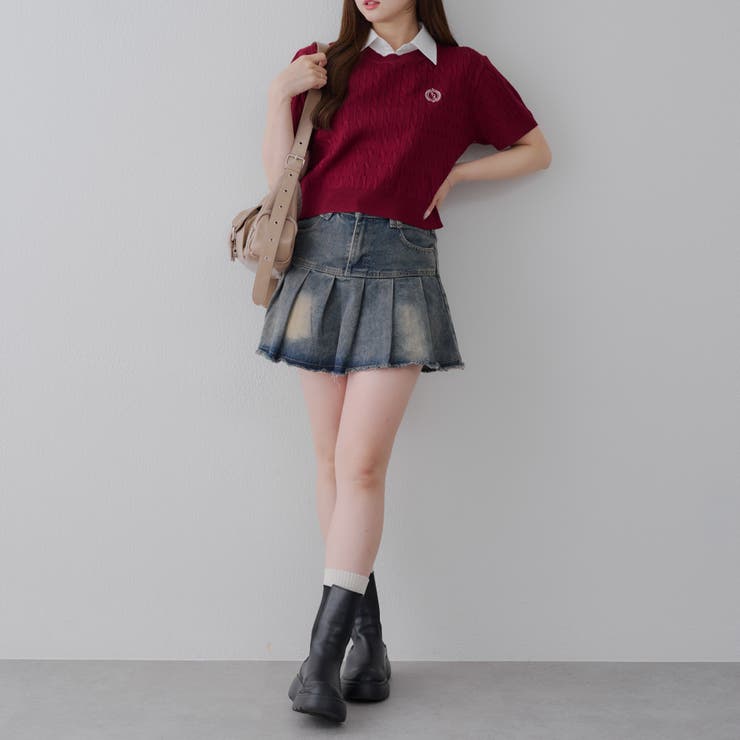衿を付け替えれる！】3WAYケーブルニット[品番：OLOW0016391