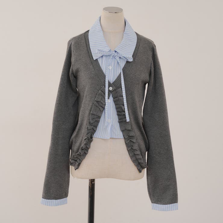 re.__mi23セレクト】フリルドッキングカーディガン[品番：OLOW0016764