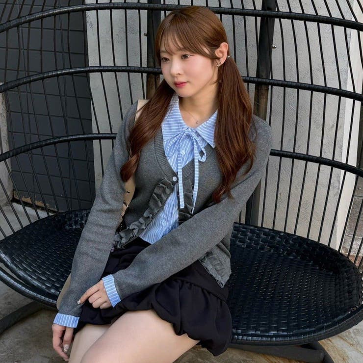 re.__mi23セレクト】フリルドッキングカーディガン[品番：OLOW0016764