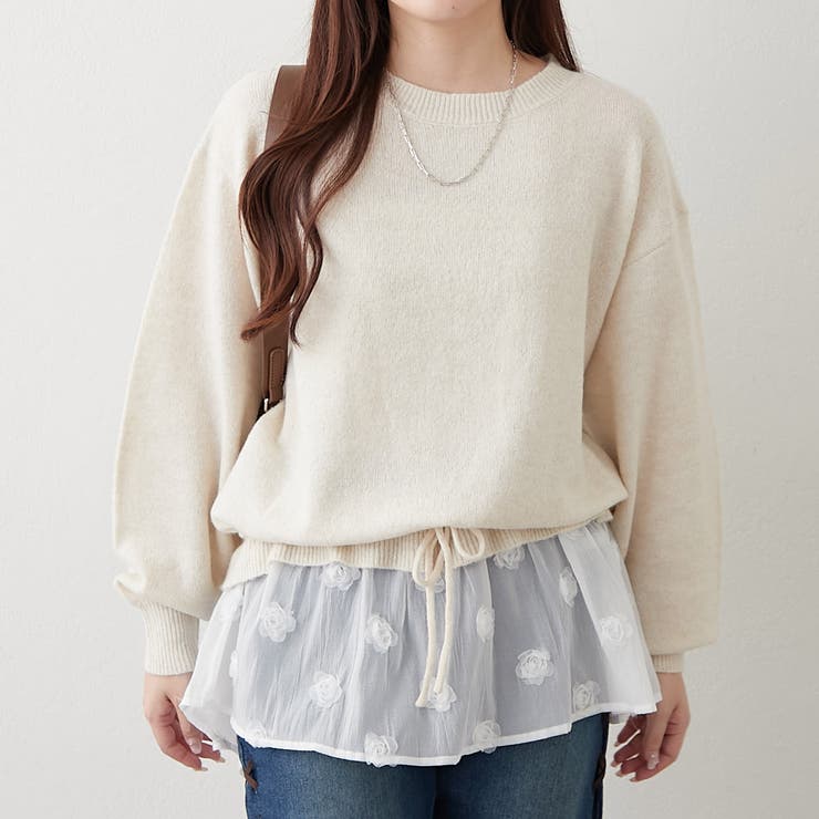 3Dフラワー付ニットチュニック | RMAF　NICE CLAUP / OLIVE des OLIVE | 詳細画像2 