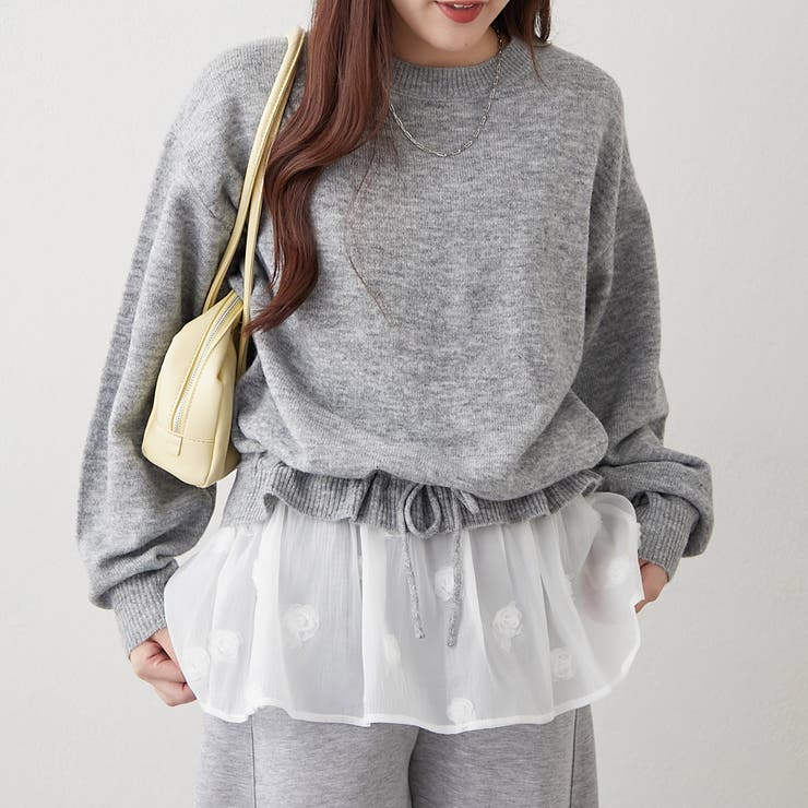 3Dフラワー付ニットチュニック | RMAF　NICE CLAUP / OLIVE des OLIVE | 詳細画像8 