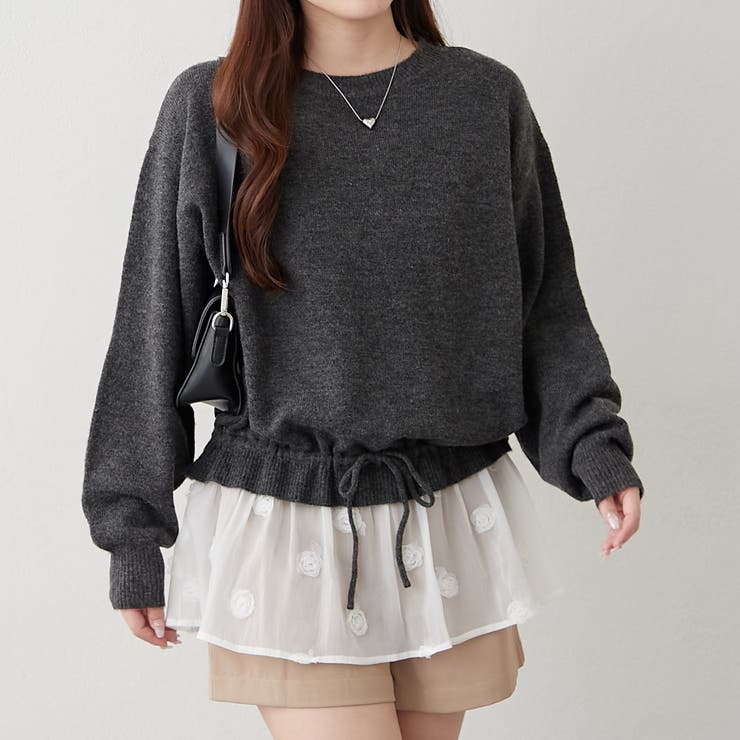 3Dフラワー付ニットチュニック | RMAF　NICE CLAUP / OLIVE des OLIVE | 詳細画像11 