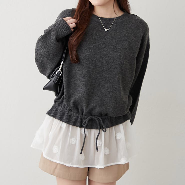 3Dフラワー付ニットチュニック | RMAF　NICE CLAUP / OLIVE des OLIVE | 詳細画像12 