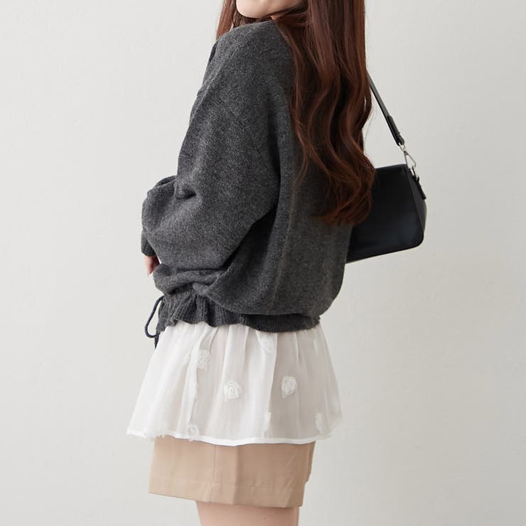 3Dフラワー付ニットチュニック | RMAF　NICE CLAUP / OLIVE des OLIVE | 詳細画像13 