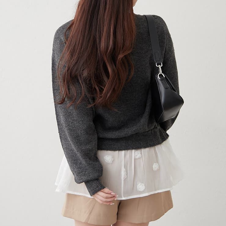 3Dフラワー付ニットチュニック | RMAF　NICE CLAUP / OLIVE des OLIVE | 詳細画像14 