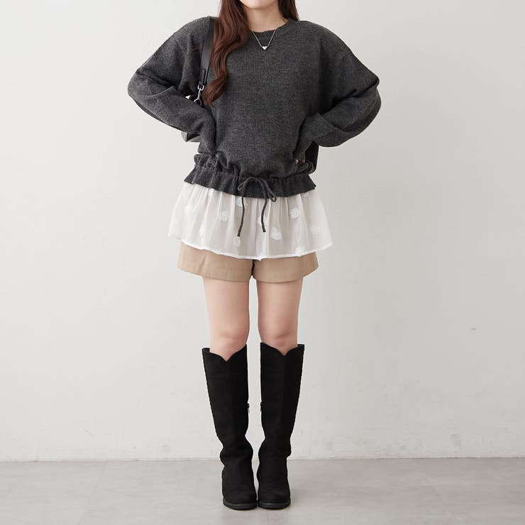 3Dフラワー付ニットチュニック | RMAF　NICE CLAUP / OLIVE des OLIVE | 詳細画像15 