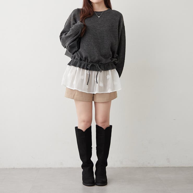 3Dフラワー付ニットチュニック | RMAF　NICE CLAUP / OLIVE des OLIVE | 詳細画像16 