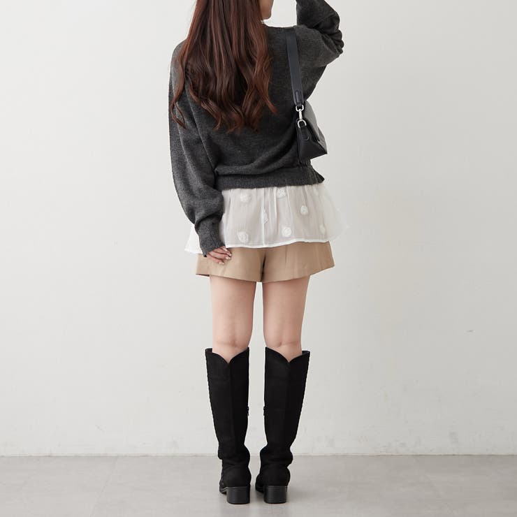 3Dフラワー付ニットチュニック | RMAF　NICE CLAUP / OLIVE des OLIVE | 詳細画像18 