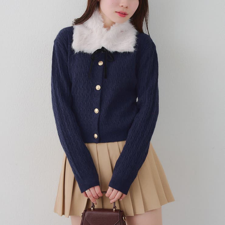 ネイビー | ティペット付カーディガン | RMAF　NICE CLAUP / OLIVE des OLIVE