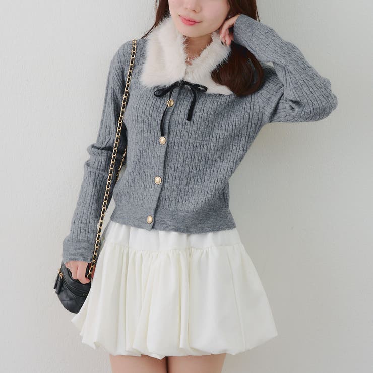 チャコール | ティペット付カーディガン | RMAF　NICE CLAUP / OLIVE des OLIVE