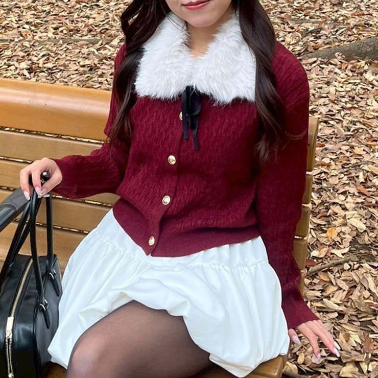 ボルドー | ティペット付カーディガン | RMAF　NICE CLAUP / OLIVE des OLIVE