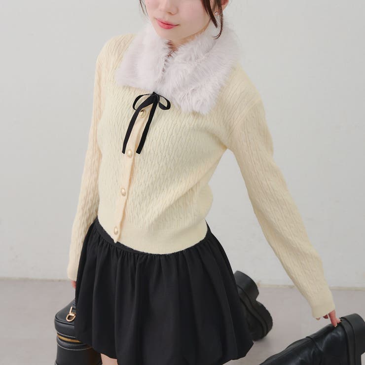 アイボリー | ティペット付カーディガン | RMAF　NICE CLAUP / OLIVE des OLIVE