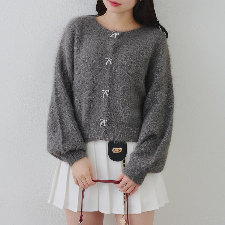 チャコール | ビジューリボンカーディガン | RMAF　NICE CLAUP / OLIVE des OLIVE