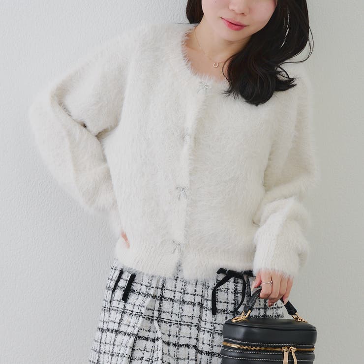 アイボリー | ビジューリボンカーディガン | RMAF　NICE CLAUP / OLIVE des OLIVE