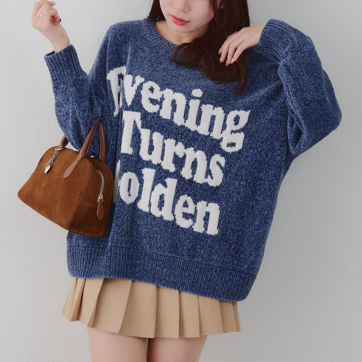 ブルー | ベロアモールロゴニットプルオーバー | RMAF　NICE CLAUP / OLIVE des OLIVE