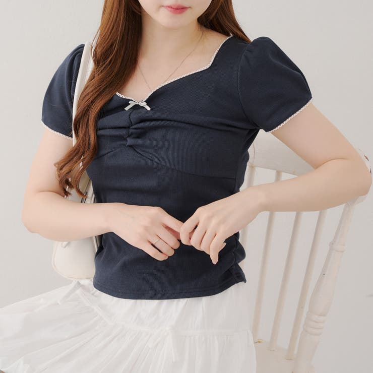 ネイビー | テレコドロストギャザーT | RMAF　NICE CLAUP / OLIVE des OLIVE