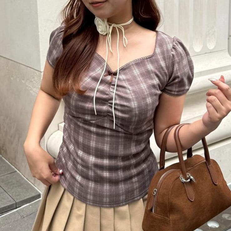 ブラウン系 | テレコドロストギャザーT | NICE CLAUP / OLIVE des OLIVE　OUTLET