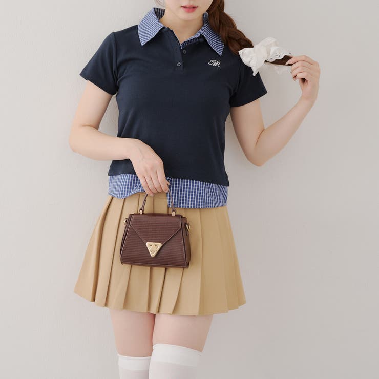 re.__mi23セレクト】フェイクシャツレイヤードトップス[品番