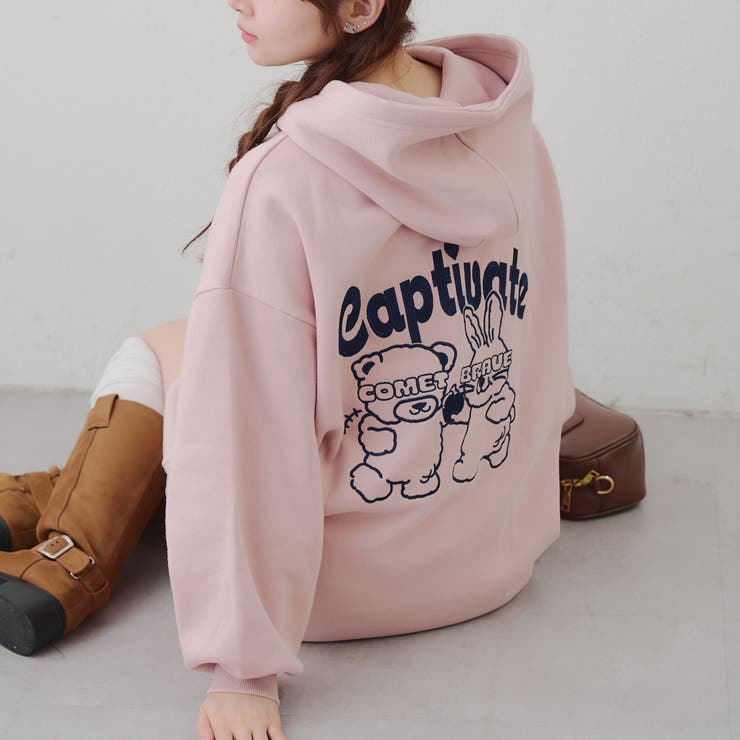 ベスト ジレ うさぎの耳フード付きローズレースベスト レディース