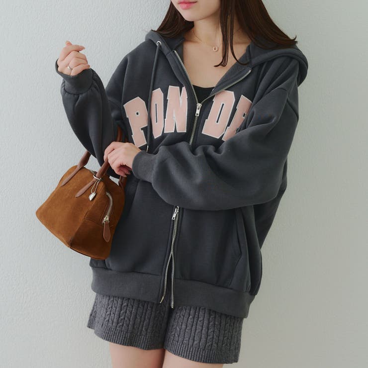 チャコール | 裏起毛 ビッグロゴジップパーカー | RMAF　NICE CLAUP / OLIVE des OLIVE