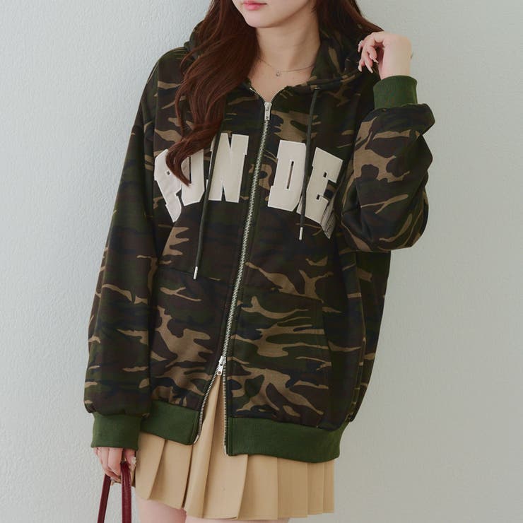 カモフラ | 裏起毛 ビッグロゴジップパーカー | RMAF　NICE CLAUP / OLIVE des OLIVE