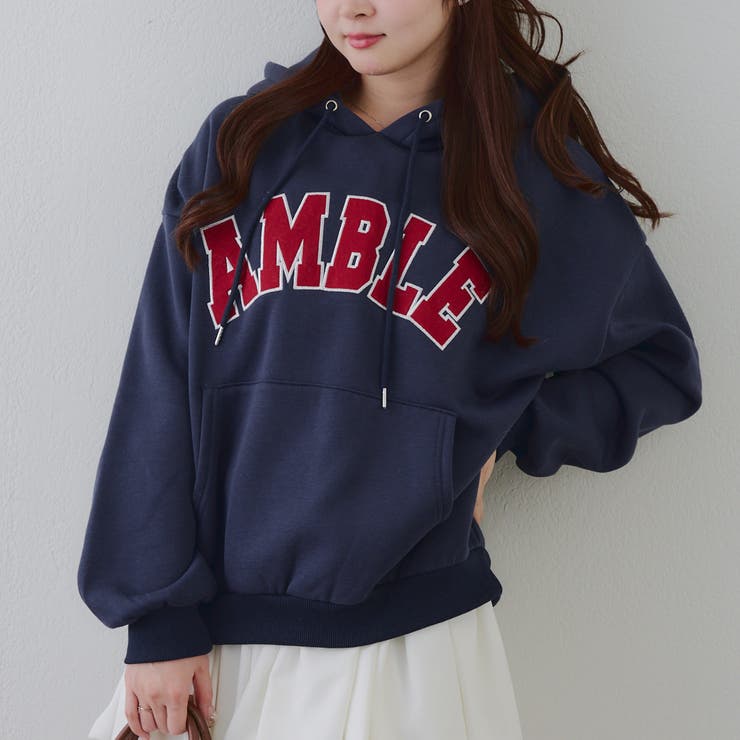 ネイビー | 【裏起毛】ロゴフードパーカー | RMAF　NICE CLAUP / OLIVE des OLIVE