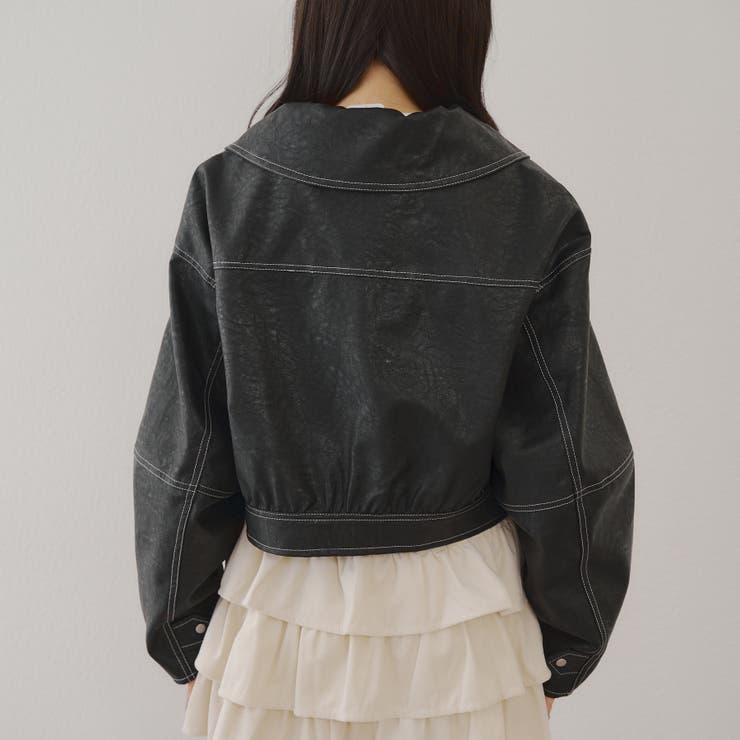 合皮配色ステッチブルゾン[品番：OLOW0016528]｜RMAF NICE CLAUP