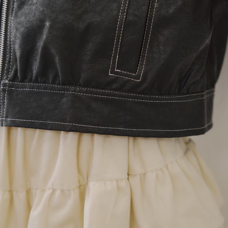 合皮配色ステッチブルゾン[品番：OLOW0016528]｜RMAF NICE CLAUP