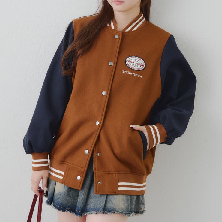 多彩★レディース★スノボウェア★上下セット★XS★S★M★スタジャン★ネイビー 刺繍入り配色スタジャン[品番：OLOW0016802]｜RMAF NICE CLAUP