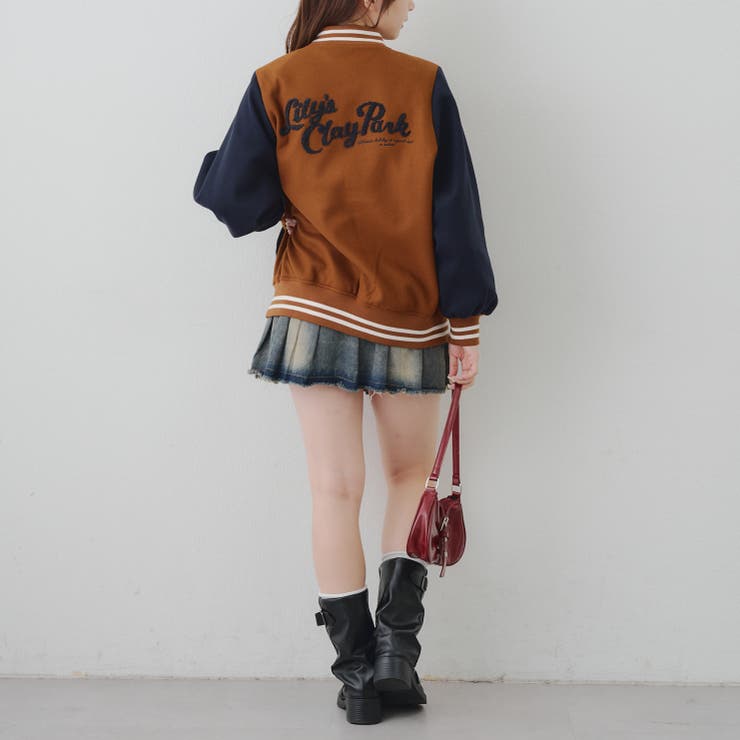 多彩★レディース★スノボウェア★上下セット★XS★S★M★スタジャン★ネイビー 刺繍入り配色スタジャン[品番：OLOW0016802]｜RMAF NICE CLAUP