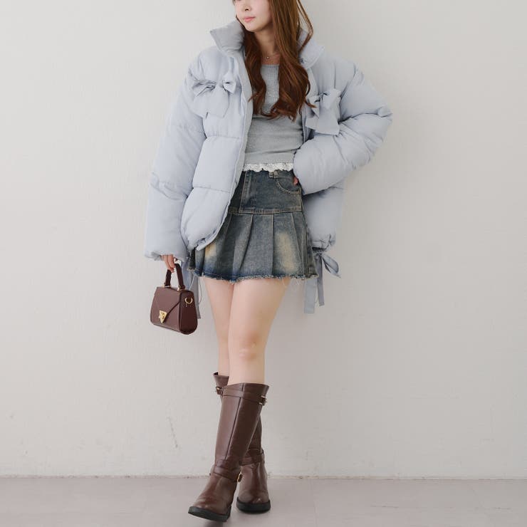 リボンが可愛いガーリーアウター♪2WAYリボン中綿ミドル丈ブルゾン | RMAF　NICE CLAUP / OLIVE des OLIVE | 詳細画像7 