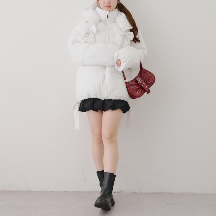 リボンが可愛いガーリーアウター♪2WAYリボン中綿ミドル丈ブルゾン | RMAF　NICE CLAUP / OLIVE des OLIVE | 詳細画像14 