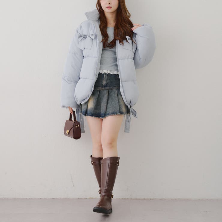 リボンが可愛いガーリーアウター♪2WAYリボン中綿ミドル丈ブルゾン | RMAF　NICE CLAUP / OLIVE des OLIVE | 詳細画像5 