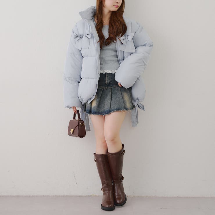 リボンが可愛いガーリーアウター♪2WAYリボン中綿ミドル丈ブルゾン | RMAF　NICE CLAUP / OLIVE des OLIVE | 詳細画像6 