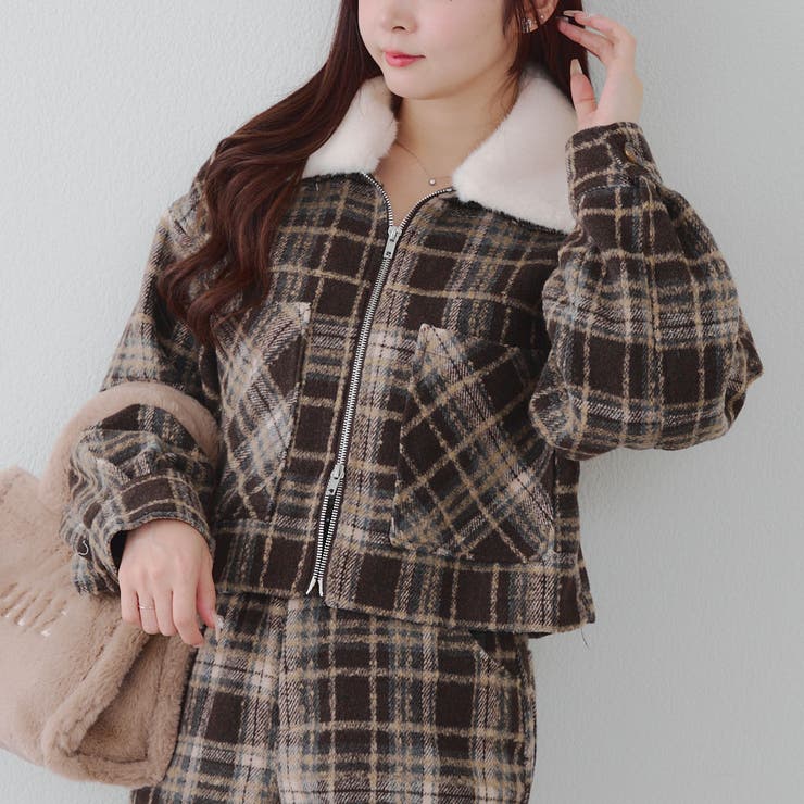 衿ファー付ショートジャケット | RMAF　NICE CLAUP / OLIVE des OLIVE | 詳細画像1 