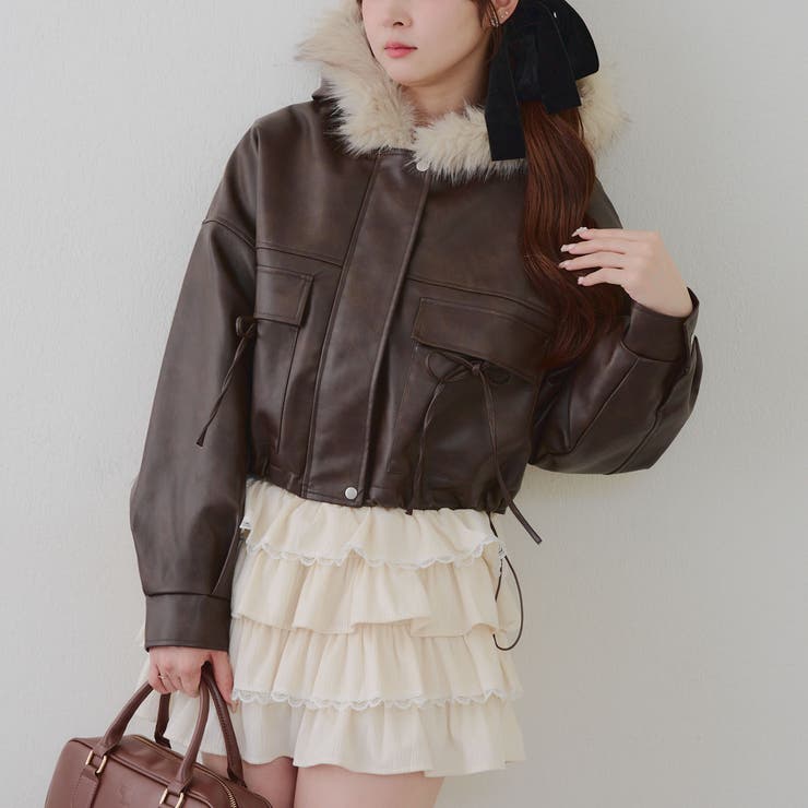 フードファーリボンブルゾン | RMAF　NICE CLAUP / OLIVE des OLIVE | 詳細画像1 